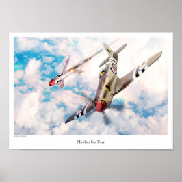 Aviation Art Poster "Hawker Sea Fury" ポスター
