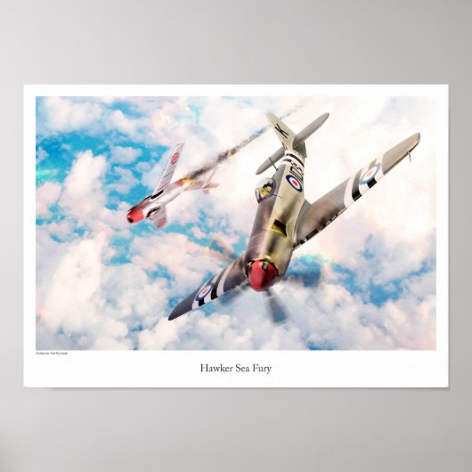 Aviation Art Poster "Hawker Sea Fury" ポスター (正面)