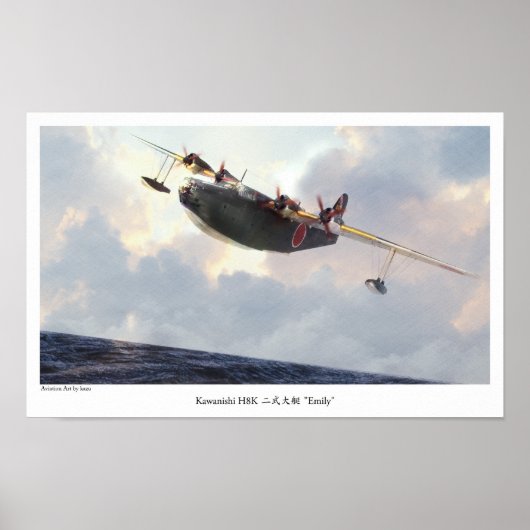 Aviation Art Poster "Kawanishi H8K  Emily" ポスター (正面)