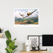 Aviation Art Poster "Messerschmitt Bf 109E" ポスター (ホームオフィス)