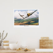 Aviation Art Poster "Messerschmitt Bf 109E" ポスター (キッチン)