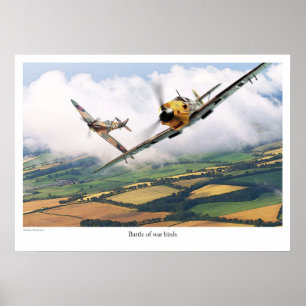 Aviation Art Poster "Messerschmitt Bf 109E" ポスター