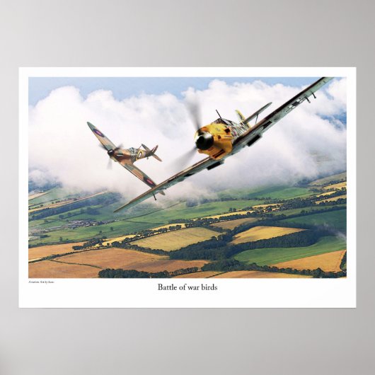 Aviation Art Poster "Messerschmitt Bf 109E" ポスター (正面)
