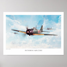 Aviation Art Poster "Mitsubishi A6M Zero" ポスター