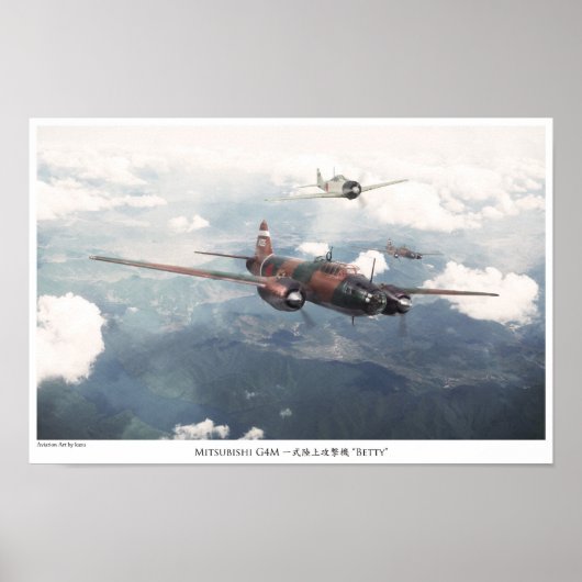 Aviation Art Poster "Mitsubishi G4M Betty" ポスター (正面)