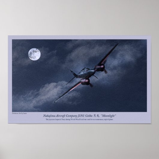 Aviation Art Poster " Nakajima J1N Irving" ポスター (正面)