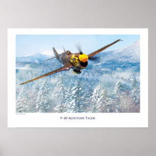 Aviation Art Poster "P-40 Aleutian Tiger" ポスター
