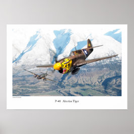 Aviation Art Poster "P-40 Aleutian Tiger" ポスター