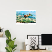 Aviation Art Poster "P-40 Kittyhawk" ポスター (ホームオフィス)