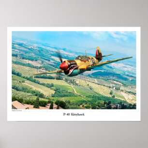 Aviation Art Poster "P-40 Kittyhawk" ポスター