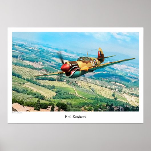 Aviation Art Poster "P-40 Kittyhawk" ポスター (正面)