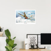 Aviation Art Poster "P-40 Kittyhawk" ポスター (ホームオフィス)
