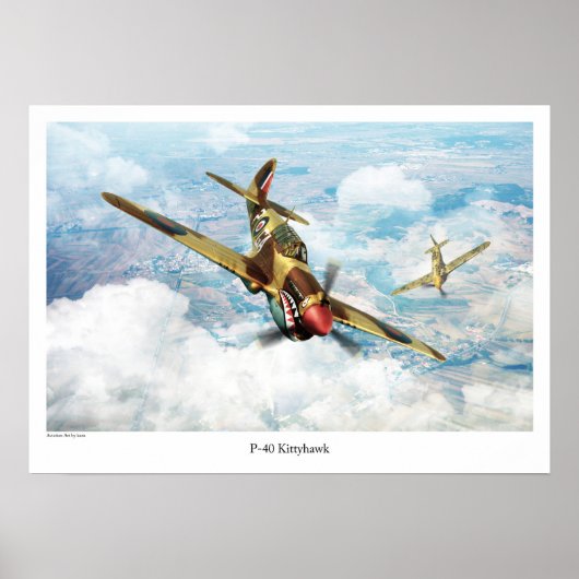 Aviation Art Poster "P-40 Kittyhawk" ポスター (正面)