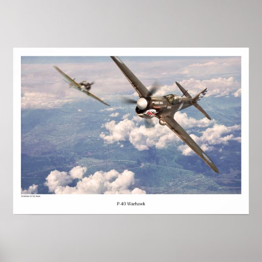 Aviation Art Poster "P-40 Warhawk" ポスター (正面)