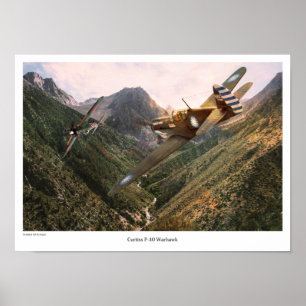 Aviation Art Poster "P-40 Warhawk" ポスター
