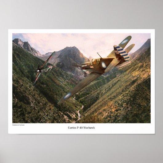 Aviation Art Poster "P-40 Warhawk" ポスター (正面)