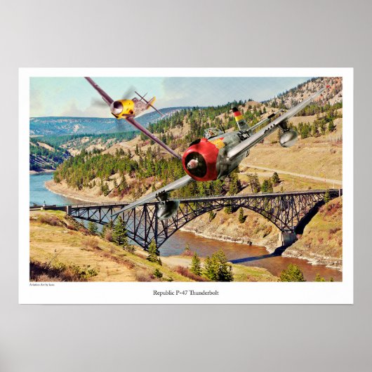 Aviation Art Poster "P-47 Thunderbolt" ポスター (正面)