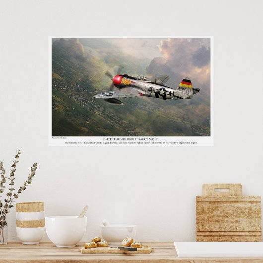 Aviation Art Poster "P-47D Thunderbolt "Sauy Sus" ポスター (キッチン)