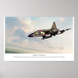 Aviation Art Poster "Saab 37 Viggen" ポスター