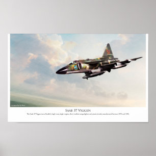Aviation Art Poster "Saab 37 Viggen" ポスター