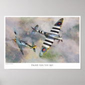 Aviation art Poster "Spitfire vs BF109” ポスター (正面)