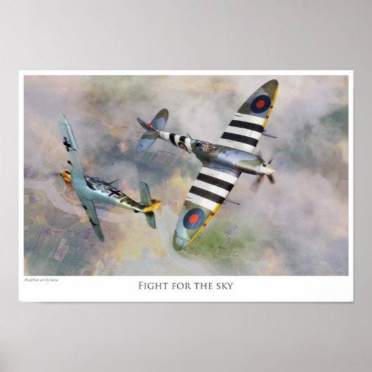 Aviation art Poster "Spitfire vs BF109” ポスター (正面)