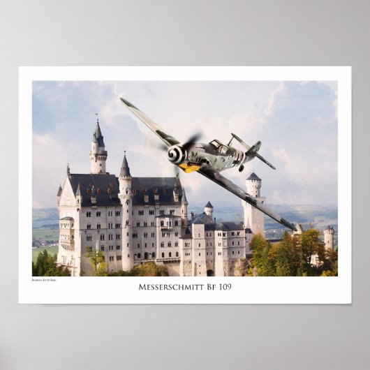 Aviation Art T-shirt "Messerschmitt Bf 109" ポスター (正面)