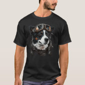 Aviation Border Collie Airplane Pilot on Border Co Tシャツ (正面)