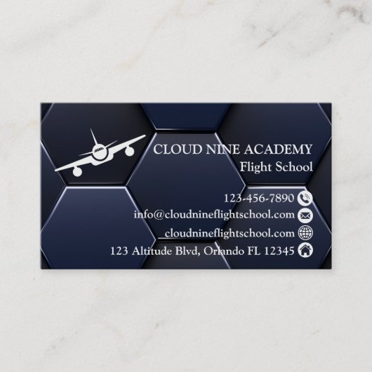 Aviation Company Professional Modern Blue & White 名刺 (正面)