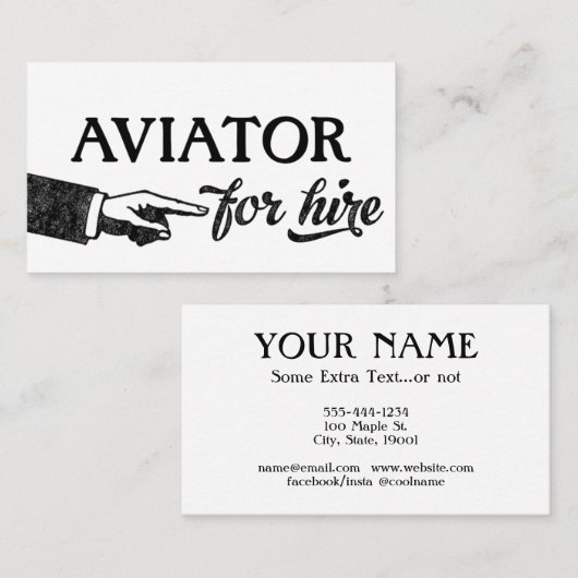 Aviator名刺 – カッコいいヴィンテージ 名刺 (正面/裏面)