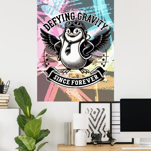 Aviator Penguin ポスター (ホームオフィス)