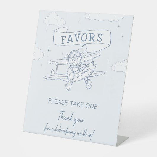 Aviator Pilot Precious Cargo Baby Shower Favors 台座サイン (正面)