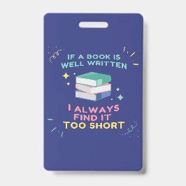 Avid Reader I - Jane Austen引用文 バッジ