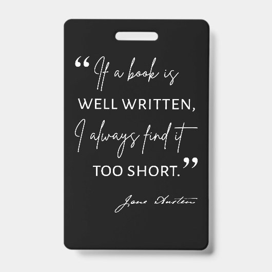 Avid Reader II - Jane Austen引用文 バッジ (正面)