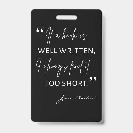 Avid Reader II - Jane Austen引用文 バッジ