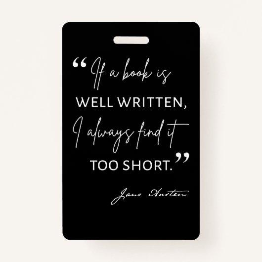 Avid Reader II - Jane Austen引用文 バッジ (正面)