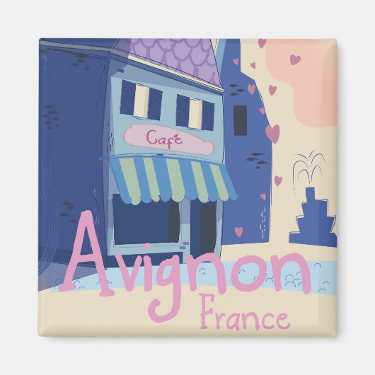 Avignon Franceの漫画旅行ポスター マグネット (正面)