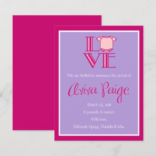 Aviva Paigeの発表 案内状 (正面/裏面)