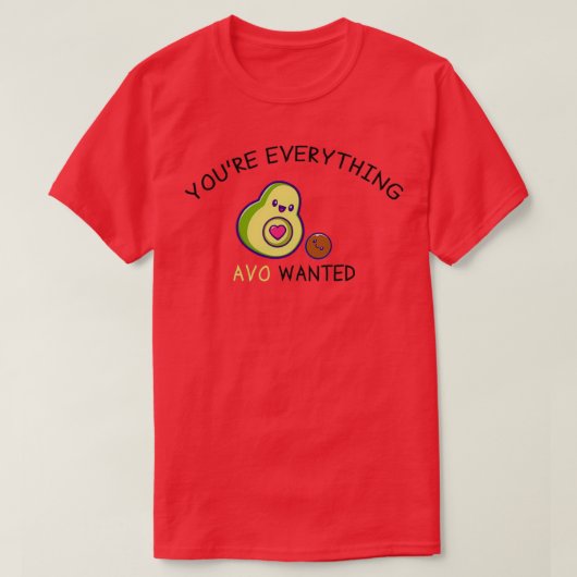 AVOがアボカド・バレンティンおもしろいグを望む Tシャツ (デザイン正面)