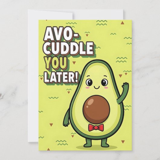 Avo-Cuddle You Later cute avocado pun gift fruit サンキューカード (正面)