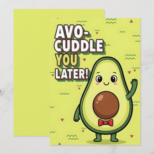 Avo-Cuddle You Later cute avocado pun gift fruit サンキューカード (正面/裏面)