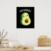 Avoc-adorable Funny Avocado Pun Dark BG ポスター (キッチン)