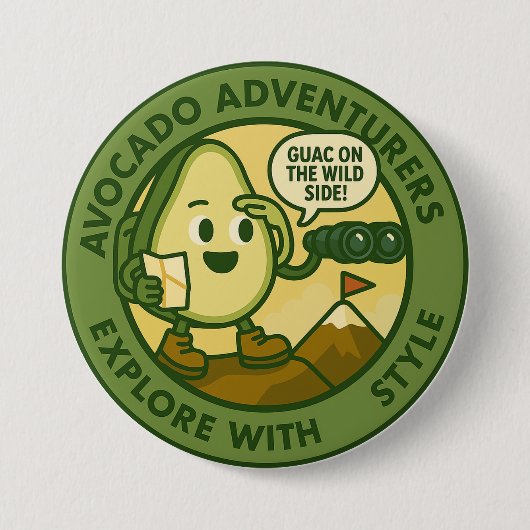 Avocado Adventurers Explore With Style 缶バッジ (正面)