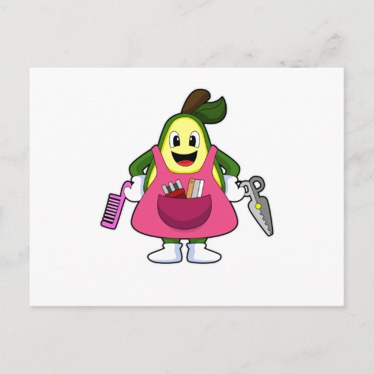 Avocado as Hairdresser with Scissors & Comb ポストカード (正面)