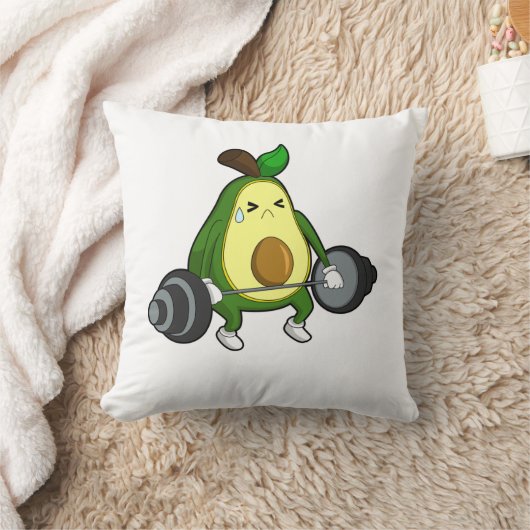 Avocado at Fitness with Barbell クッション (ブランケット)