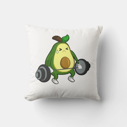 Avocado at Fitness with Barbell クッション (正面)