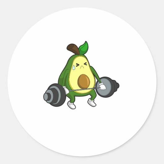 Avocado at Fitness with Barbell ラウンドシール (正面)
