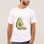 Avocado drinking coffee and eating avocado on toas tシャツ (正面)