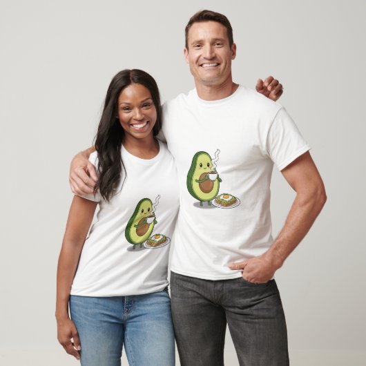 Avocado drinking coffee and eating avocado on toas tシャツ (ユニセックス)