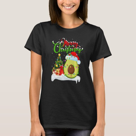 Avocado Fruit  Xmas Decorations Santa Avocado Chri Tシャツ (正面)